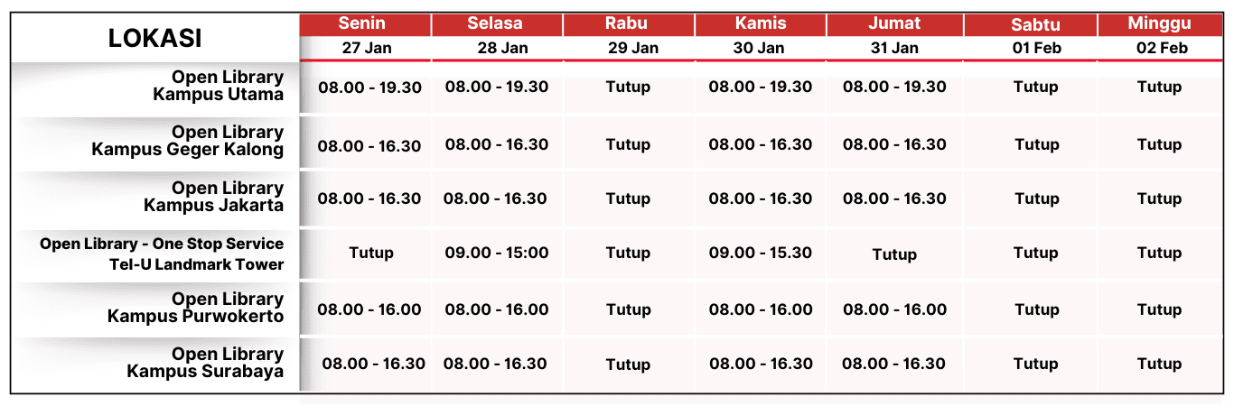 Jam Operasional Bulan Desember